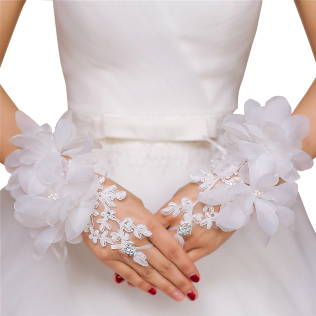 PALAY Women' Lace Gloves Elegant Bridal Fingerless Tulle Gloves Flower Banquet Bowknot Rhinestone Cuffs White Bridal Lace Satin Gloves (Short, multi2) PALAY Women' Lace Gloves Elegant Bridal Fingerless Tulle Gloves Flower Banquet Bowknot Rhinestone Cuffs White Bridal Lace Satin Gloves (Short, multi2)
